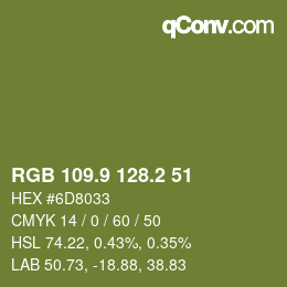 カラーコード: RGB 109.9 128.2 51 | qconv.com