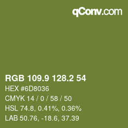 カラーコード: RGB 109.9 128.2 54 | qconv.com
