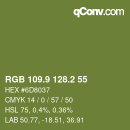 カラーコード: RGB 109.9 128.2 55 | qconv.com