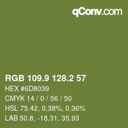 カラーコード: RGB 109.9 128.2 57 | qconv.com