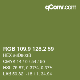 カラーコード: RGB 109.9 128.2 59 | qconv.com