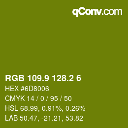 カラーコード: RGB 109.9 128.2 6 | qconv.com