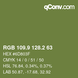 カラーコード: RGB 109.9 128.2 63 | qconv.com