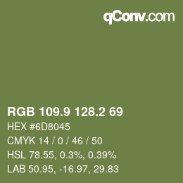 カラーコード: RGB 109.9 128.2 69 | qconv.com