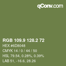カラーコード: RGB 109.9 128.2 72 | qconv.com
