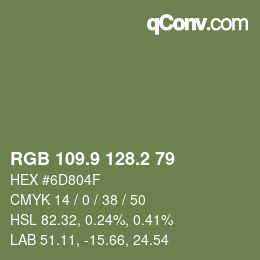 カラーコード: RGB 109.9 128.2 79 | qconv.com