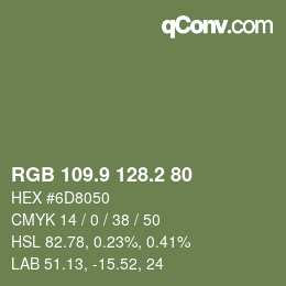 カラーコード: RGB 109.9 128.2 80 | qconv.com