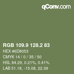 Color code: RGB 109.9 128.2 83 | qconv.com