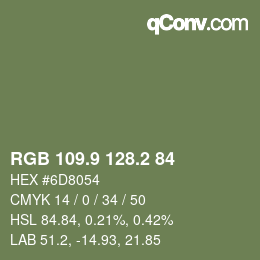 Color code: RGB 109.9 128.2 84 | qconv.com