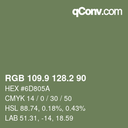 カラーコード: RGB 109.9 128.2 90 | qconv.com