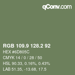Color code: RGB 109.9 128.2 92 | qconv.com