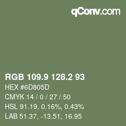 Color code: RGB 109.9 128.2 93 | qconv.com