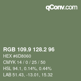 Color code: RGB 109.9 128.2 96 | qconv.com