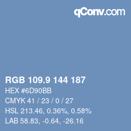 カラーコード: RGB 109.9 144 187 | qconv.com