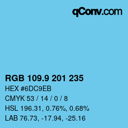カラーコード: RGB 109.9 201 235 | qconv.com