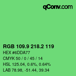 カラーコード: RGB 109.9 218.2 119 | qconv.com