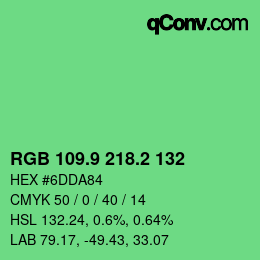 カラーコード: RGB 109.9 218.2 132 | qconv.com