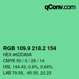 カラーコード: RGB 109.9 218.2 154 | qconv.com