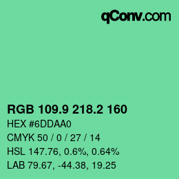 カラーコード: RGB 109.9 218.2 160 | qconv.com
