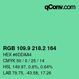 カラーコード: RGB 109.9 218.2 164 | qconv.com