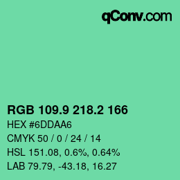 カラーコード: RGB 109.9 218.2 166 | qconv.com