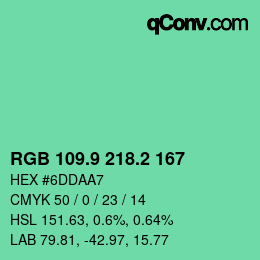 カラーコード: RGB 109.9 218.2 167 | qconv.com