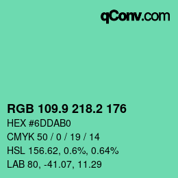 カラーコード: RGB 109.9 218.2 176 | qconv.com