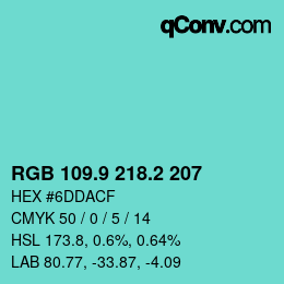 Color code: RGB 109.9 218.2 207 | qconv.com