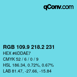 Color code: RGB 109.9 218.2 231 | qconv.com