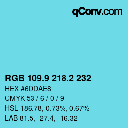 Color code: RGB 109.9 218.2 232 | qconv.com