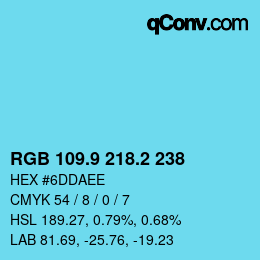 カラーコード: RGB 109.9 218.2 238 | qconv.com