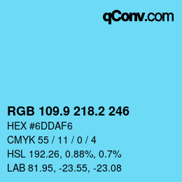 Color code: RGB 109.9 218.2 246 | qconv.com
