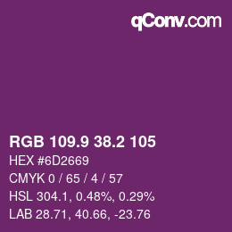 カラーコード: RGB 109.9 38.2 105 | qconv.com
