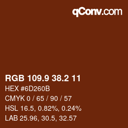 Color code: RGB 109.9 38.2 11 | qconv.com