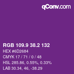 カラーコード: RGB 109.9 38.2 132 | qconv.com