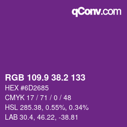 カラーコード: RGB 109.9 38.2 133 | qconv.com
