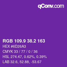 カラーコード: RGB 109.9 38.2 163 | qconv.com
