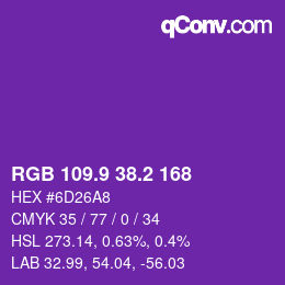 カラーコード: RGB 109.9 38.2 168 | qconv.com
