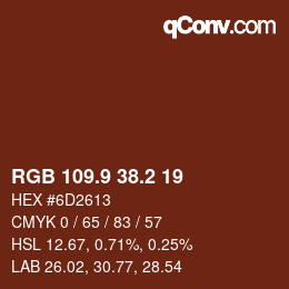 Color code: RGB 109.9 38.2 19 | qconv.com