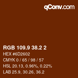 Color code: RGB 109.9 38.2 2 | qconv.com
