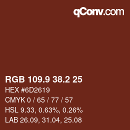 Color code: RGB 109.9 38.2 25 | qconv.com