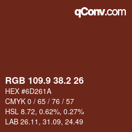 Color code: RGB 109.9 38.2 26 | qconv.com
