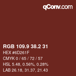 カラーコード: RGB 109.9 38.2 31 | qconv.com