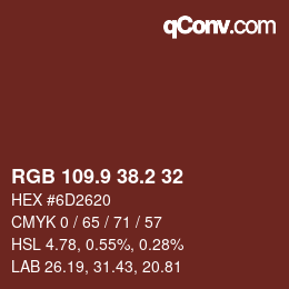 カラーコード: RGB 109.9 38.2 32 | qconv.com