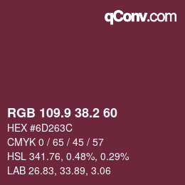 カラーコード: RGB 109.9 38.2 60 | qconv.com