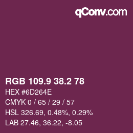 Farbcode: RGB 109.9 38.2 78 | qconv.com