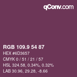 Color code: RGB 109.9 54 87 | qconv.com