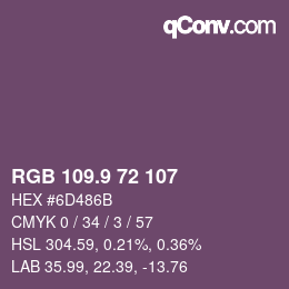 カラーコード: RGB 109.9 72 107 | qconv.com