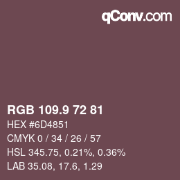 カラーコード: RGB 109.9 72 81 | qconv.com