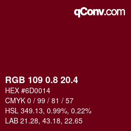 カラーコード: RGB 109 0.8 20.4 | qconv.com